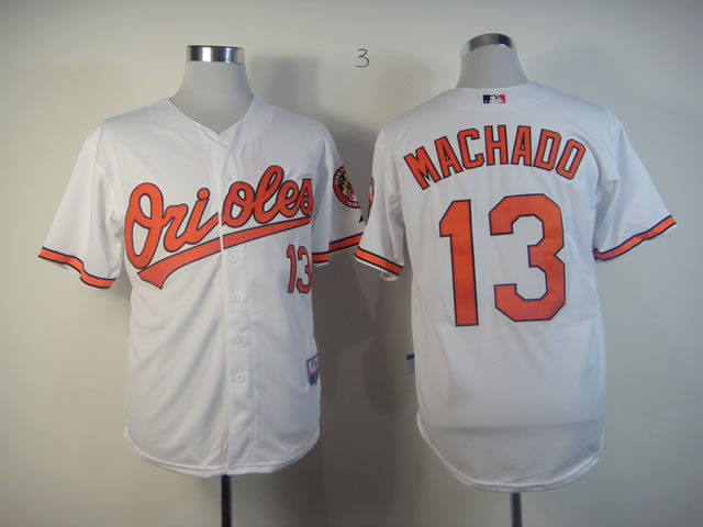 Men Baltimore Orioles 13 Machado White MLB Jerseys